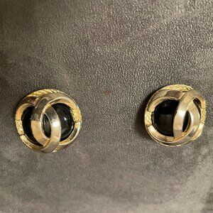 Vintage Chanel  Gold and Black Clip Earring. Fair/Poor Condition.